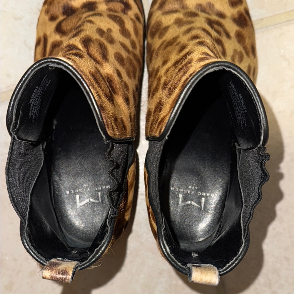 Marc Fisher Brown and Black Ankle Booties with Leopard Print - Picture 6 of 6